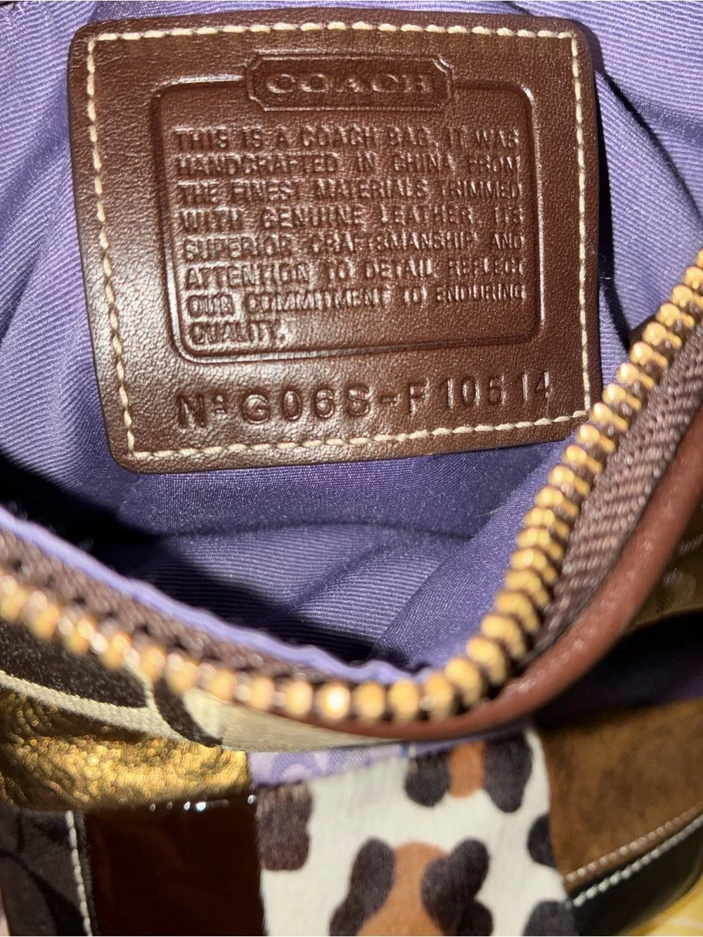 Coach Teal Crossbody with Metallic & Neutral Patchwork Front
